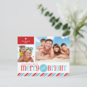 2フォトクリスマスポストカード： メリー & bright 1 シーズンポストカード (スタンド正面)