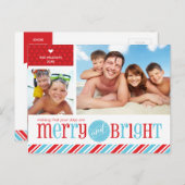 2フォトクリスマスポストカード： メリー & bright 1 シーズンポストカード (正面/裏面)