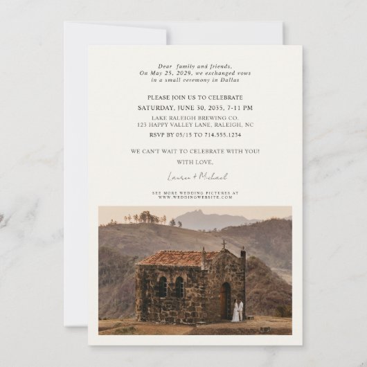 2フォトクリームウェディングレセプションの後に幸せに 案内状 (裏面)