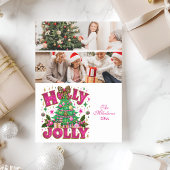 2フォトグリッターヒョウ弓ホリーすてき シーズンカード