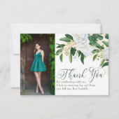 2フォトグリーンリー牡丹バラフローラ サンキューカード (正面)