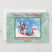 2フォトグリーン赤モダンフローラ水彩写真 シーズンカード (裏面)