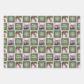 2フォトグリーン – メリークリスマススノーフレーク ラッピングペーパーシート (正面2)