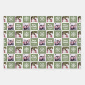 2フォトグリーン – メリークリスマススノーフレーク ラッピングペーパーシート (正面)