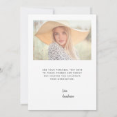 2フォトグレーのスクリプトの卒業サンキューカード 招待状 (裏面)