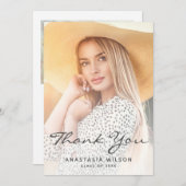 2フォトグレーのスクリプトの卒業サンキューカード 招待状 (正面/裏面)