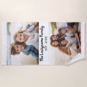 2フォトコラージファミリ名 – 水平写真 ビーチタオル (正面)