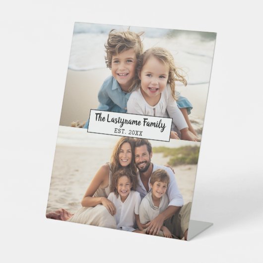 2フォトコラージファミリ名 – 水平写真 台座サイン (正面)