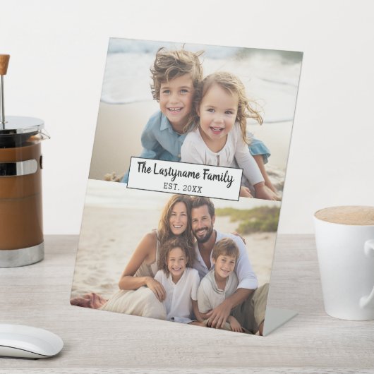 2フォトコラージファミリ名 – 水平写真 台座サイン (インサイチュ)