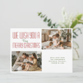 2フォトコラージミニマルモダンリストクリスマス シーズンカード (スタンド正面)