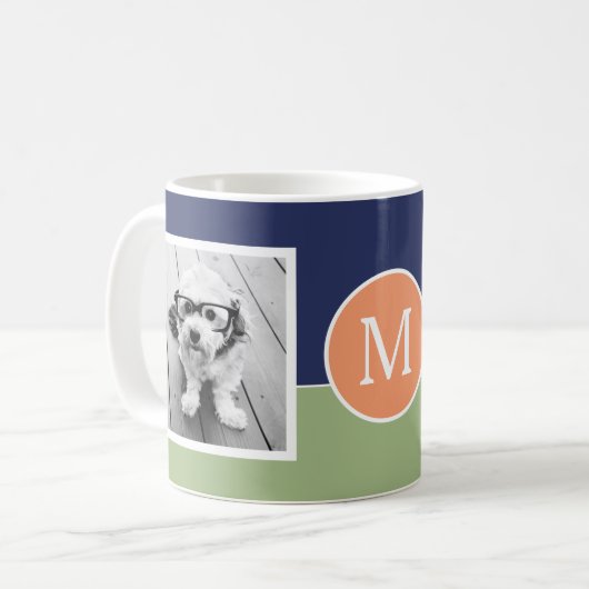2フォトコラージモノグラムモダン – カラーブロック コーヒーマグカップ (正面左)