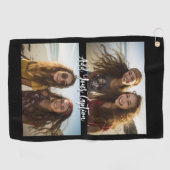 2フォトコラージュとトレンディースクリプトのキャプション – 黒 ゴルフタオル (横)