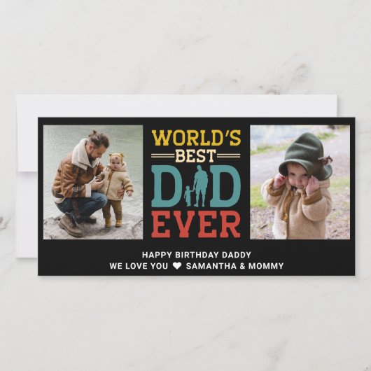 2フォトコラージュの最高のパパが常に挨拶を追加 カード (正面)
