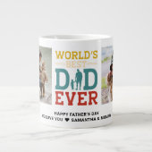 2フォトコラージュの最高のパパが常に挨拶を追加 ジャンボコーヒーマグカップ (正面)