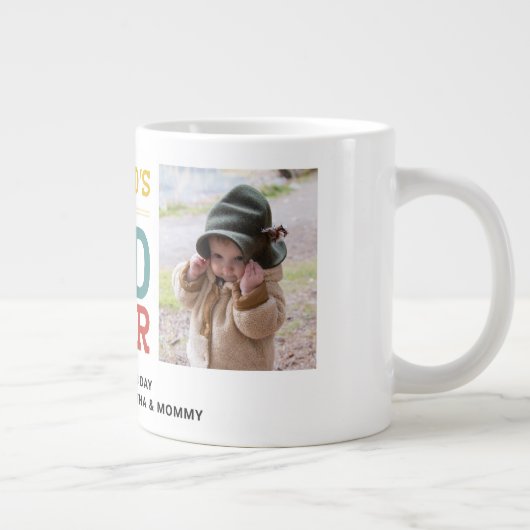 2フォトコラージュの最高のパパが常に挨拶を追加 ジャンボコーヒーマグカップ (右)