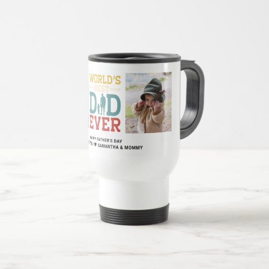 2フォトコラージュの最高のパパが常に挨拶を追加 トラベルマグ (正面右)