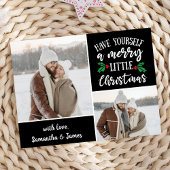 2フォトコラージュは小さなメリークリスマスを持つ シーズンカード