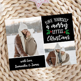 2フォトコラージュは小さなメリークリスマスを持つ シーズンカード