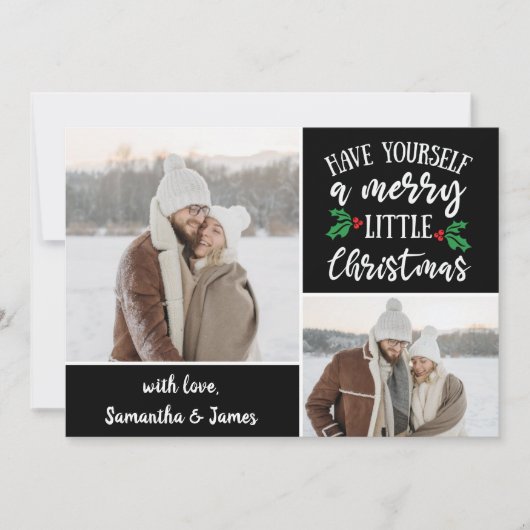 2フォトコラージュは小さなメリークリスマスを持つ シーズンカード (正面)