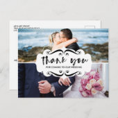 2フォトコラージュスタイリッシュの結婚サンキューカード ポストカード (正面/裏面)