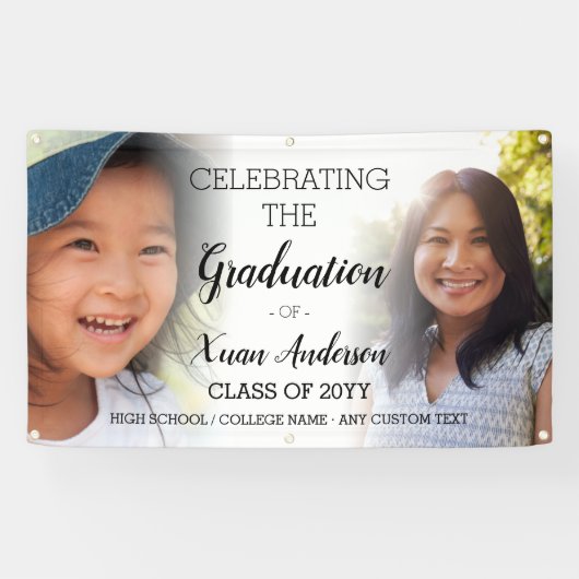 2フォトコラージュパーソナライズされたスクリプトの卒業 横断幕 (横)