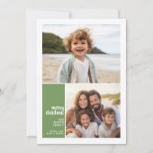 2フォトコラージュミニマルクリスマスグリーンクリスマス シーズンカード (正面)