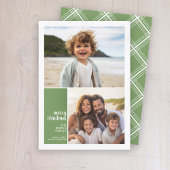 2フォトコラージュミニマルクリスマスグリーンクリスマス シーズンカード