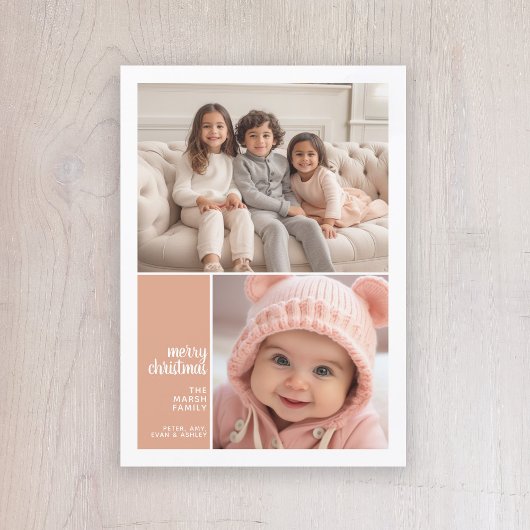 2フォトコラージュミニマルクリスマスコーラス シーズンカード