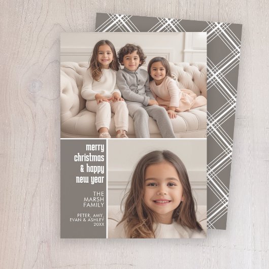 2フォトコラージュミニマルクリスマス シーズンカード