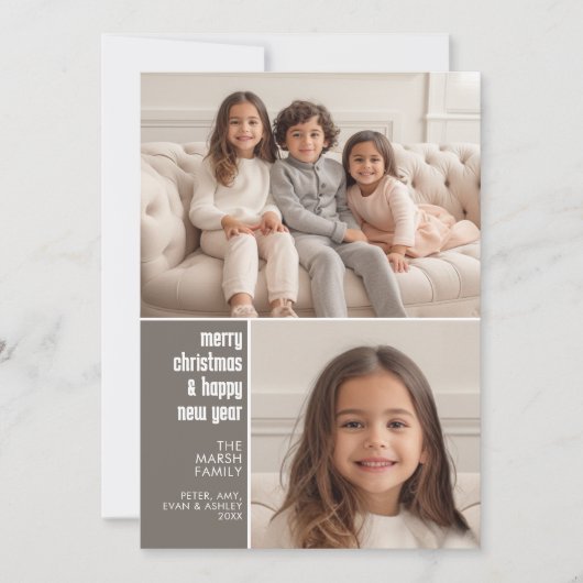 2フォトコラージュミニマルクリスマス シーズンカード (正面)