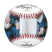 2フォトコラージュモダンファースト・ファーザーズ・デイ・ベースボール 野球ボール (正面)