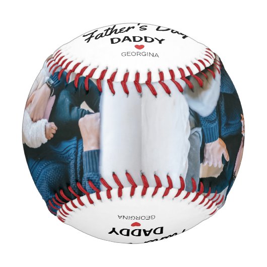 2フォトコラージュモダンファースト・ファーザーズ・デイ・ベースボール 野球ボール (正面)