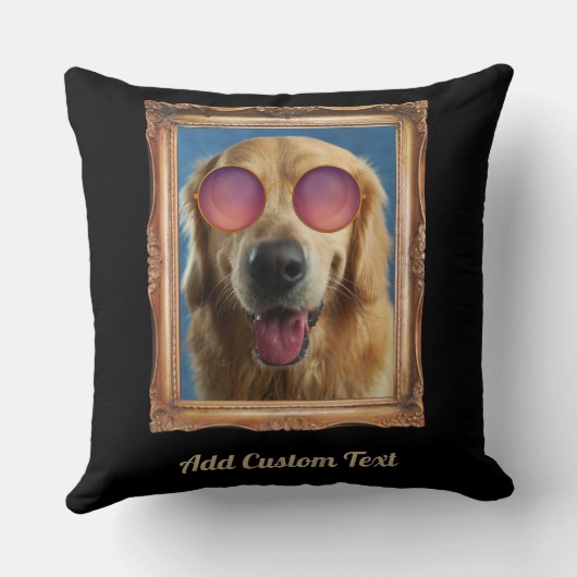 2フォトコラージュヴィンテージフレームドッグペットファミリー クッション (裏面)