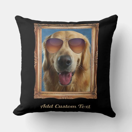 2フォトコラージュヴィンテージフレームドッグペットファミリー クッション (正面)
