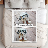 2フォトコラージュ家族の名前と日付結婚の追加 フリースブランケット