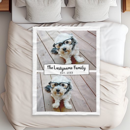 2フォトコラージュ家族の名前と日付結婚の追加 フリースブランケット