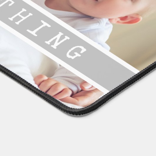 2フォトコラージュ家族は全て引用文グレー デスクマット (コーナー)