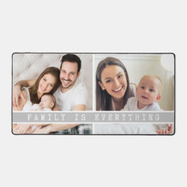 2フォトコラージュ家族は全て引用文グレー デスクマット