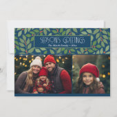 2フォトコラージュ植物季節のグリーティングネイビー シーズンカード (正面)