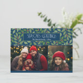 2フォトコラージュ植物季節のグリーティングネイビー シーズンカード (スタンド正面)