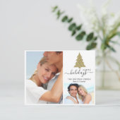 2フォトコラージュ金ゴールドグリッタークリスマスツリーハッピー シーズンカード (スタンド正面)