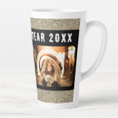 2フォトコラージュ金ゴールドグリッターハッピーニューイヤー2023 カフェラテマグ (右)