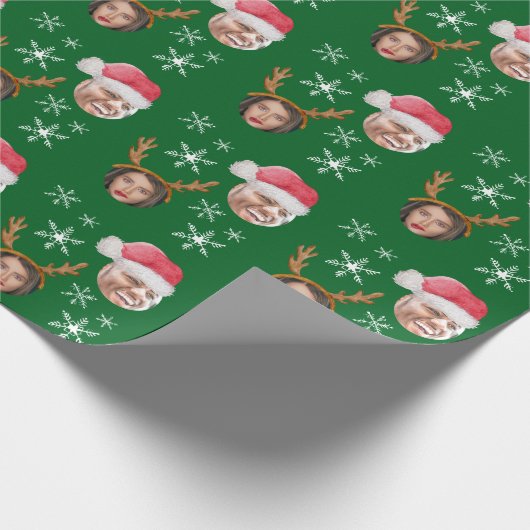 2フォトコラージュSantaとトナカイ ラッピングペーパー (角)