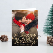 2フォトゴールデンモダンクリスマスグリーティング シーズンカード