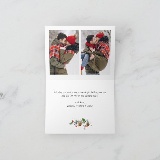 2フォトゴールデンモダンクリスマスグリーティング シーズンカード (内部)