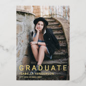 2フォトゴールドフォイル卒業発表 箔招待状 (正面)