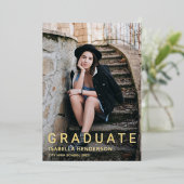 2フォトゴールドフォイル卒業発表 箔招待状 (立ち正面)