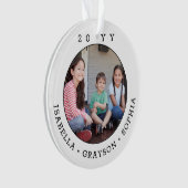 2フォトシンプルタイポグラフィ年の白黒 オーナメント (正面)