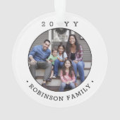 2フォトシンプルタイポグラフィ年の白黒 オーナメント (裏面)