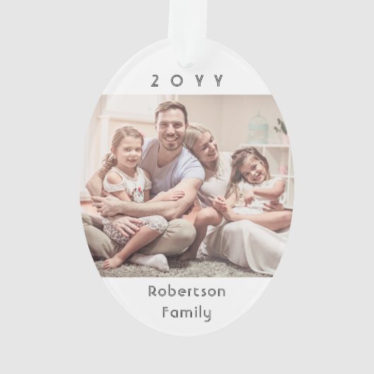 2フォトシンプルタイポグラフィ年ミニマリスト記念 オーナメント (裏面)